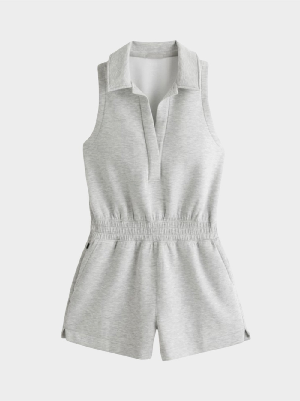 ABERCROMBIE | YPB neoKNIT Polo Romper in Heather Grey, Size Small
